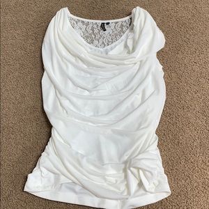 scrunched low neck shirt